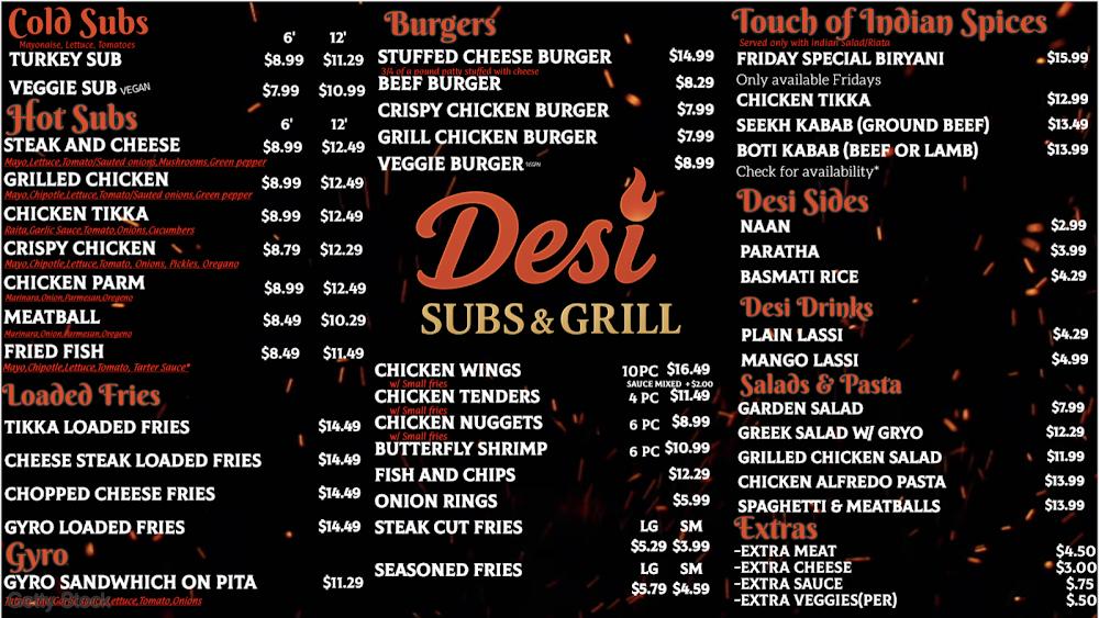 Desi Subs & Grill Menu image 1